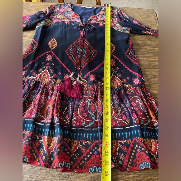 Soft surroundings embroidered tasseled tunic, women’s small, bohemian - Picture 5 of 8